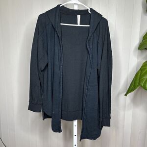 Daily Practice Anthropologie Hooded Cardigan Black Color Gauze Mixed Fabric XS